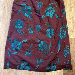 Floral Patterned Skirt in Burgundy and Teal